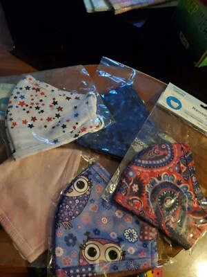 LOT OF 5!  Reusable, Washable Face Mask cotton/Polyester Variety small Owl - Image 1 of 4