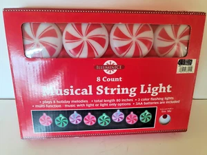 Set Of 8 Christmas String Lights Musical Light String Plays 8 Songs - Picture 1 of 4