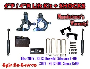 4" / 4" Spindle LIFT KIT + SHOCKS FOR 07 - 16 Chevy Silverado GMC Sierra 1500 - Picture 1 of 2