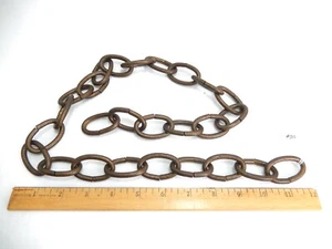 New 4 Ga. Antique Gold Painted Steel Oval Lighting Chain. 36". #24 - Picture 1 of 5