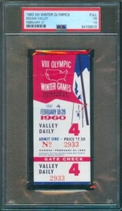 1960 Squaw Valley WINTER OLYMPIC GAMES Full Ticket 2/21 Super Rare!! PSA 1.5 - Picture 1 of 2