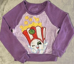 NEW Shopkins Popcorn Soft Minky Plush Pullover Sweater L/S Shirt Girls sz XS 4/5 - Picture 1 of 2