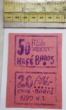 Lot 2 Hungary 50 20 Filler  Cafe Baros Paper Money Banknote 1920