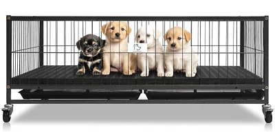 Homey Pet 43 Inch Puppy Playpen, Heavy Duty Metal Dog Whelping Box for Puppies - Image 1 of 4