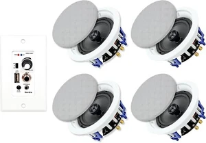5.25 Inch Ceiling Speakers 600W 2 Way Flush Mount with Bluetooth Wall Mount Ampl - Picture 1 of 8