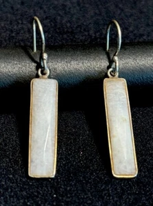 Sterling Silver 925 Hook Drop Dangle Earrings Polished White Quartz - Picture 1 of 5