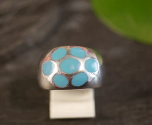 Toller 925 Sterling Silber Ring Blauer Besatz Email Vicenza Italien Vintage - Picture 1 of 12