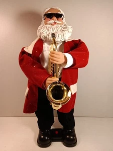 Vintage Gemmy Sax spielender Weihnachtsmann animierte musikalische Weihnachten mit Box GETESTET! - Bild 1 von 18