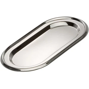 schmales ovales glänzendes versilbertes Tablett 30 cm lang - Bild 1 von 1
