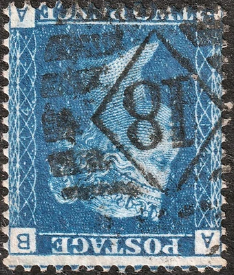1869 SG47i 2d BLUE PLATE 14 WATERMARK INVERTED VERY FINE USED (BA) - Image 1 of 3