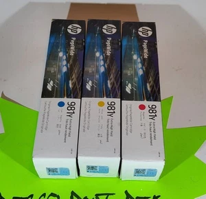 Lot of 3 HP 981Y Magenta, Cyan, and Yellow Cartridges Lor13a Lor14a Lor15a - Picture 1 of 4