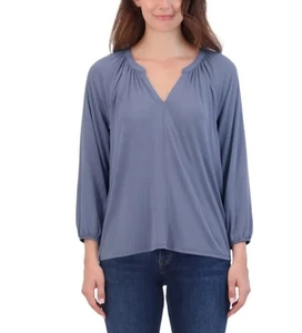Lucky Brand Top da donna taglia media (8-10) manica 3/4 sandwash, blu - Foto 1 di 6