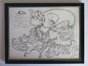 Walt Disney Harry Holt 1993 Signed Aladdin Drawing Print - Picture 1 of 12