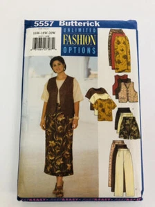 Chaleco vintage Butterick patrón de costura 5557 para mujer torso falda pantalones cortos 18-22 - Imagen 1 de 2
