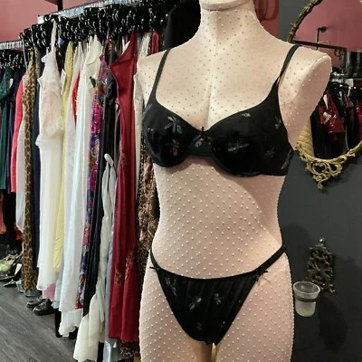 Conjunto de bragas/sujetador brillantes bikini pierna alta Dragon Fly vintage años 90 talla L/36B Foto 1 de 3