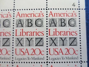 Doc Scott #2015 AMERICA'S LIBRARIES 20¢ 1982 Block of 20 MNH XF - Bild 1 von 2