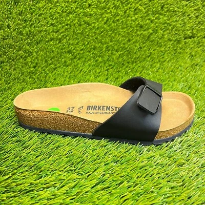 Birkenstock Madrid 女式 6 码黑色棕色海滩步行户外拖鞋凉鞋 — 第 1/4 张图片