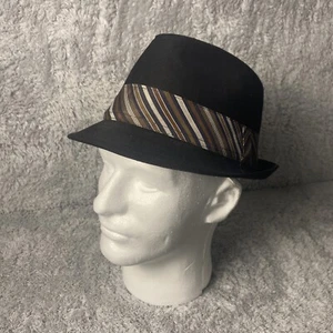 Vintage Crown Co Plaid Fedora Black Hat Size Small/Medium 100% Cotton - Picture 1 of 8