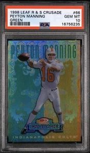 Leaf Rookies & Stars Peyton Manning Crusade 1998 verde 143/250 PSA 10 gemas como nuevo - Imagen 1 de 2