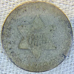 1856? Silver 3 Cent Coin, Fair Condition - Picture 1 of 4