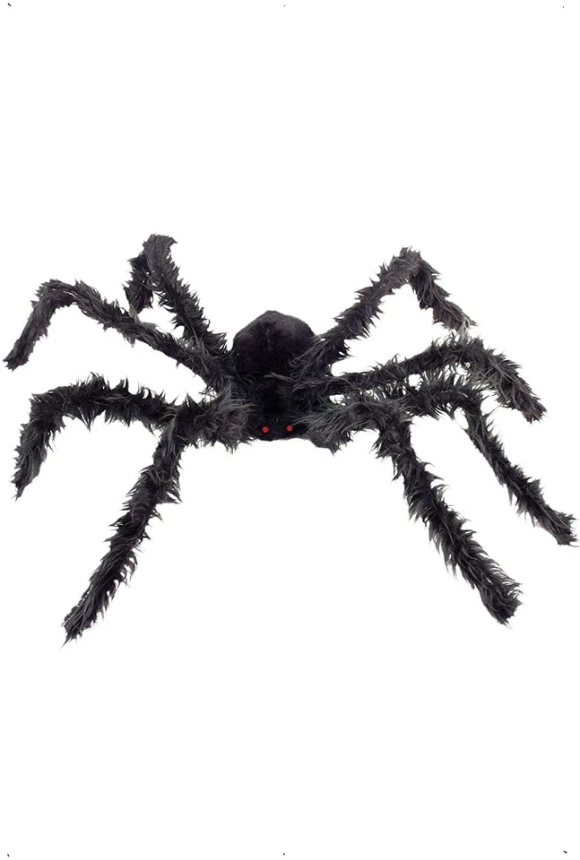 Giant Hairy Spider Black Light Up Eyes and Bendy Legs House Decoration Party - Image 1 of 1