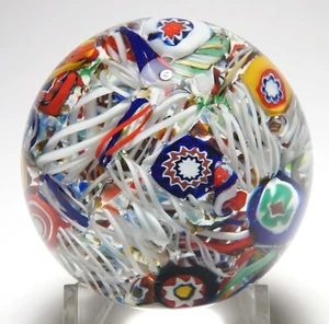 Gentile Spaced Millefiori on Lace Paperweight - Picture 1 of 8