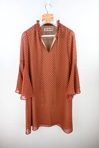 COOPER by Trelise Cooper "The Gathering dress" in rust/cream spot size M/UK10 - Picture 1 of 11