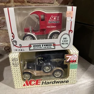 Ertl 1905 Ford Ace Hardware Delivery Truck & Chevrolet Delivery Van Bank Lot (2) - Picture 1 of 10