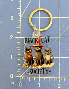 BLACK CAT SOCIETY Halloween Schlüsselanhänger Urlaub Kürbis Patch Zubehör Artikel L-10 - Bild 1 von 3