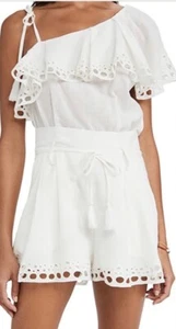 IRO Napoli Linen Blend One Shoulder Romper White Size 10 NWOT - Picture 1 of 9
