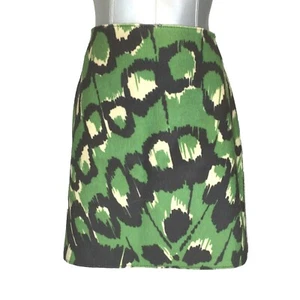 French Connection Skirt 10 Large Green Black Animal Dot Print Faux Calf Zip $148 - Picture 1 of 6