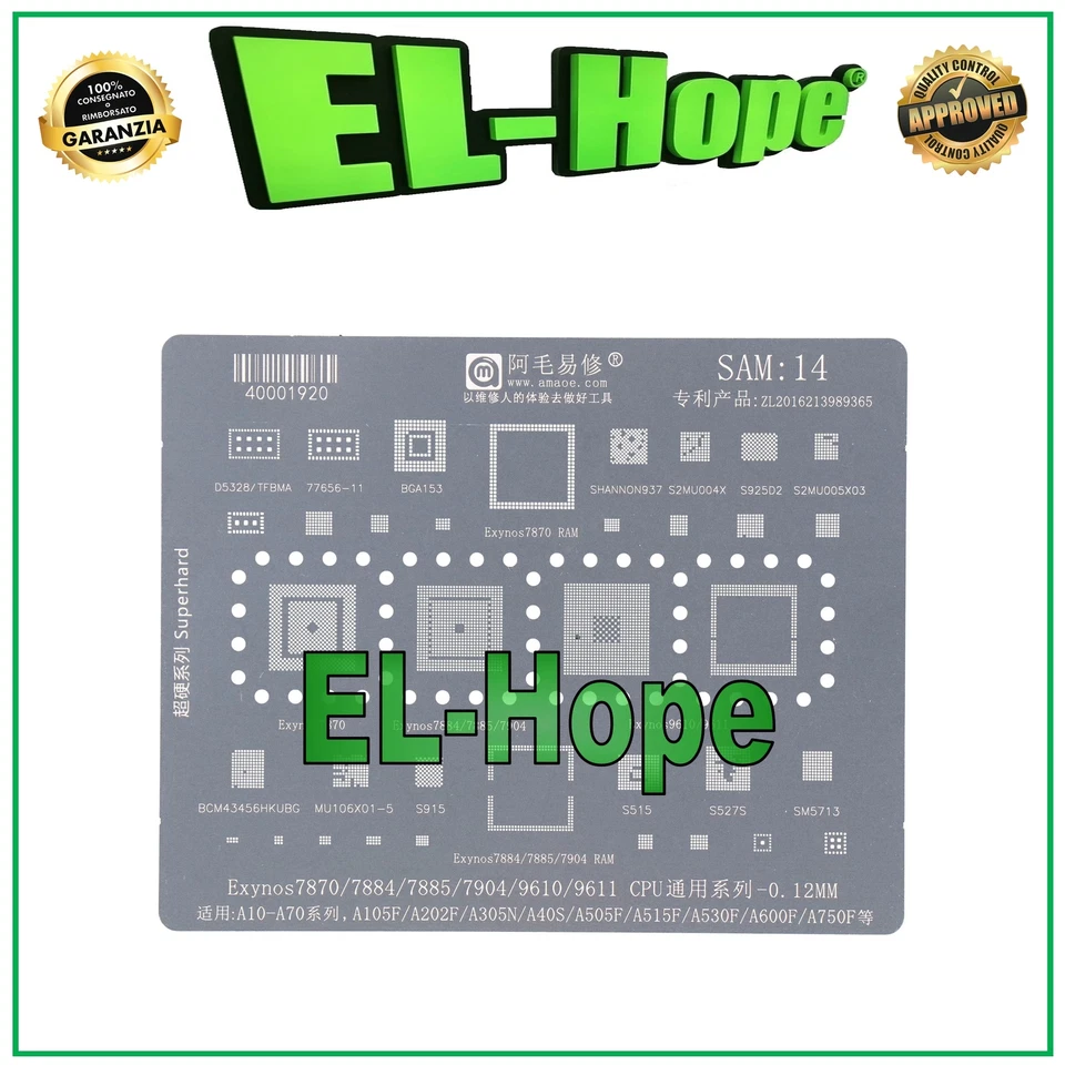 STENCIL REBALLING IC CPU EXYNOS CHIP PER SAMSUNG GALAXY A30 SM-A305 - Immagine 1 di 1