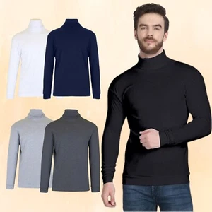 2-Pack Men's Long Sleeve Turtle Neck T-Shirt Tee Layer Cotton Blend Outerwear - Picture 1 of 10