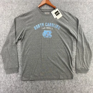 UNC Tar Heels E5 T Shirt Men XL Grey Long Sleeve Distressed Arched Over Logo NWT - Picture 1 of 7