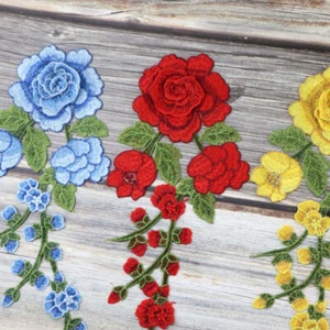 Rose Flowers Patch Iron On Sew On Embroidered Badge Jeans Bags Patch Applique Ḧ - Picture 1 of 38