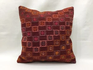 16''x16''Anatolian Boho Cottage Pillow Turkish Kilim Caspian Style Pillow flower - Picture 1 of 6