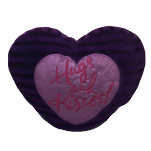 Hugs And Kisses Pillow Heart Purple Pink Valentine Romance Love Plush Decor 20"