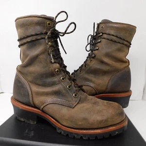 Chippewa LL Bean Mens 12 D Soft Toe Logger Boot Brown Leather ORXW7 - Picture 1 of 16
