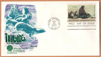 US WARM SPRINGS OR. 1972 Very Fine FDC Wildlife Conservation Fur Seal 8c. - Image 1 of 2