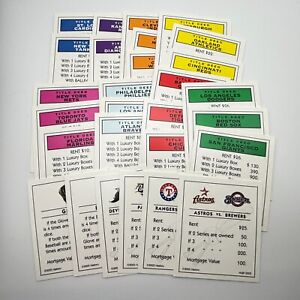 Monopoly Major League Baseball 28 Title Deed Cards 2005 Replacement Property