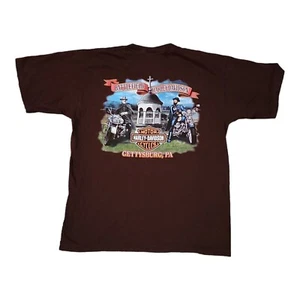 Harley Davidson Gettysburg Back Wisconsin Front Print T-Shirt Single Stitch Hole - Bild 1 von 9