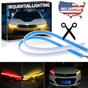 2x 30CM Amber Red LED Car DRL Daytime Running Strip Light Flexible Soft Tube NEW - Bild 1 von 12
