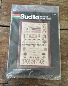 Bucilla Counted Cross Stitch Kit 40025 "God Bless America" Sampler New Sealed - Picture 1 of 3