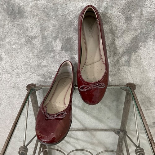 Scarpe ballerine donna Ecco rosse patè pelle slip on fiocco taglia 38 US 7 7 5