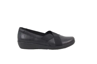 Zapatos mocasines sin cordones negros Yuu para mujer talla 9,5 imitación cuero cuña cómoda Foto 1 de 4