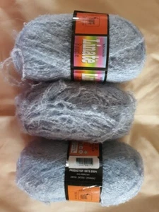 Linate 70% Mohair Blend Boucle Yarn 2.7 x 100g balls Light Blue VGC - Picture 1 of 10
