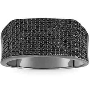 Men's 2.50Ct Black Gold Plated Engagement Wedding Ring Round Lab Created Onyx - Picture 1 of 8