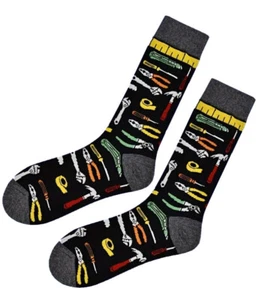 HANDYMAN | Schwarze Herrensocken zum Selbermachen Handwerkerwerkzeuge | Einheitsgröße UK 6-11 EU 40-46 - Bild 1 von 3