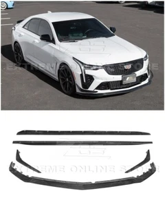 For 20-Up Cadillac CT4-V BW | CARBON FIBER Front Splitter Winglets & Side Skirts - Picture 1 of 24