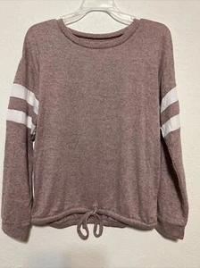 Bobbie Brooks Rose Pink Stripe Long Sleeve Tie/Knot long sleeve Front Top NWT M - Picture 1 of 11